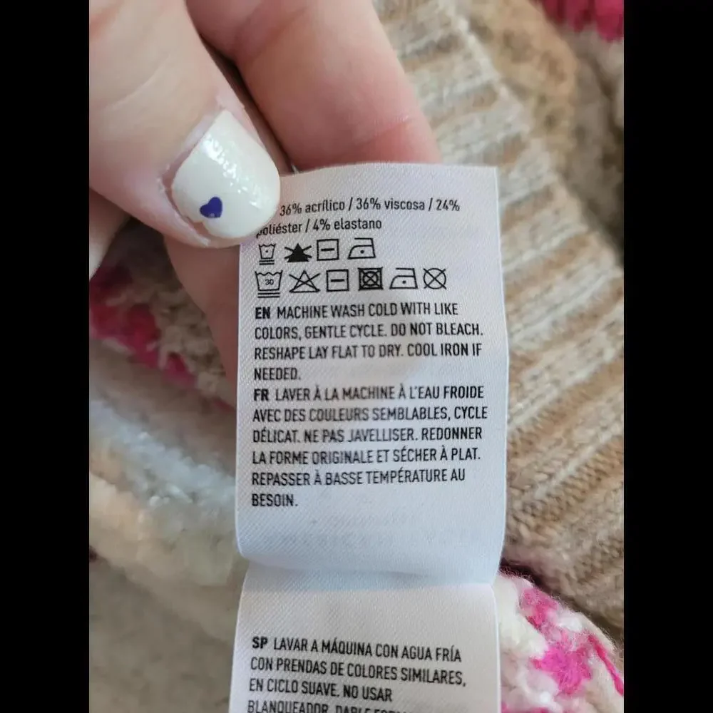 American Eagle Outfitters Beige, White & Pink Striped Crewneck Sweater - Picture 6 of 6